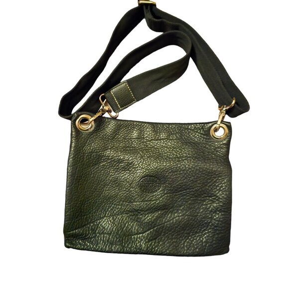 Vintage Roots Village Tribe Black Pebbled Leather Pocket Messenger/Crossbody Bag - Picture 3 of 4